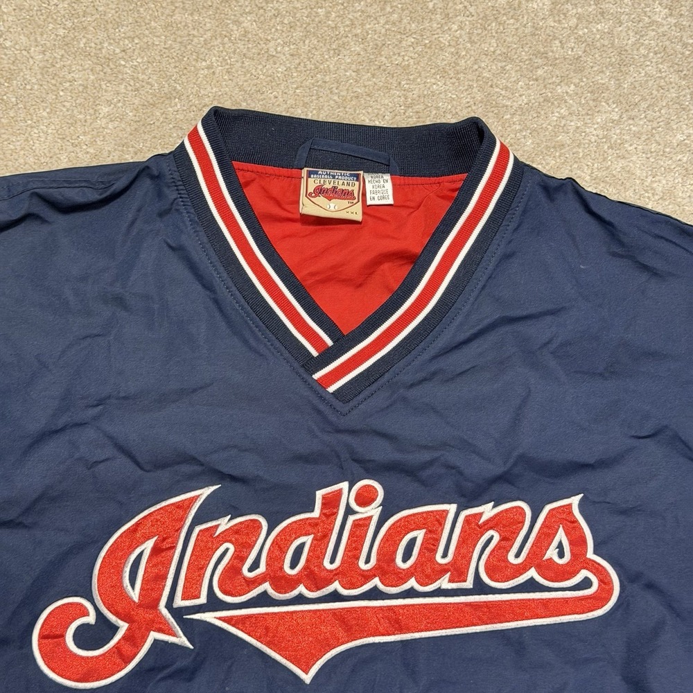 VTG Cleveland Indians Mens 2XL Pullover Windbreaker Jacob's Field Chief Wahoo - Picture 2 of 8